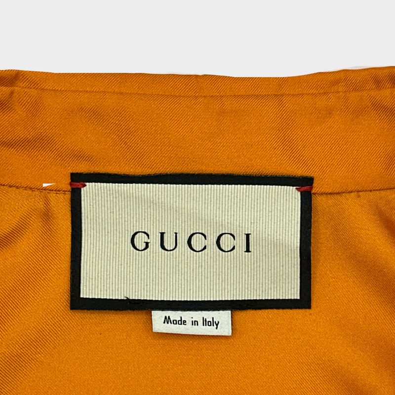 Gucci women's orange and roses print silk shirt