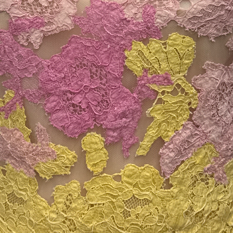 Valentino Yellow and Pink Lace Dress
