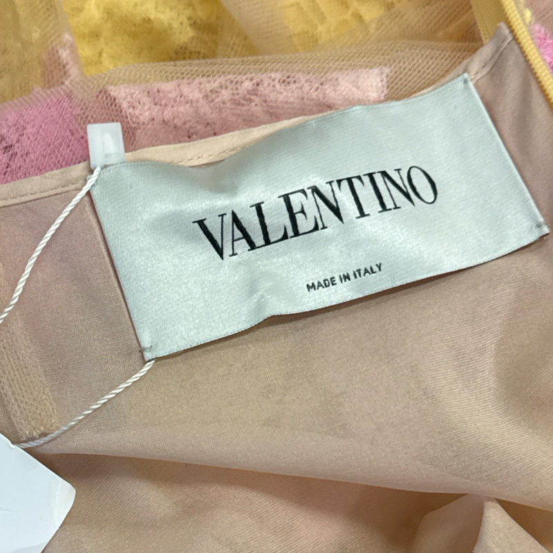 Valentino Yellow and Pink Lace Dress
