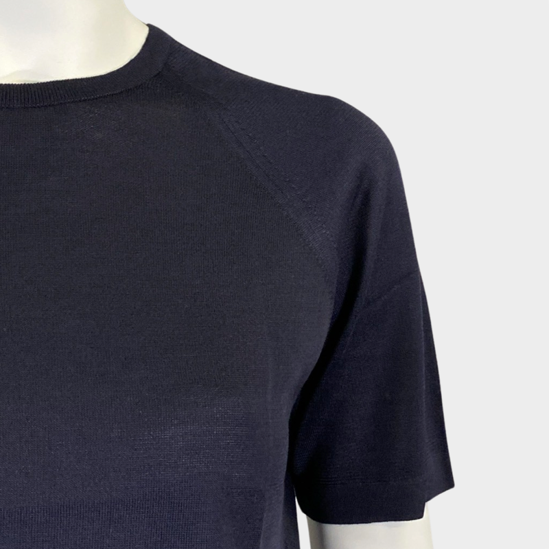 Hermes women's navy silk knitted top