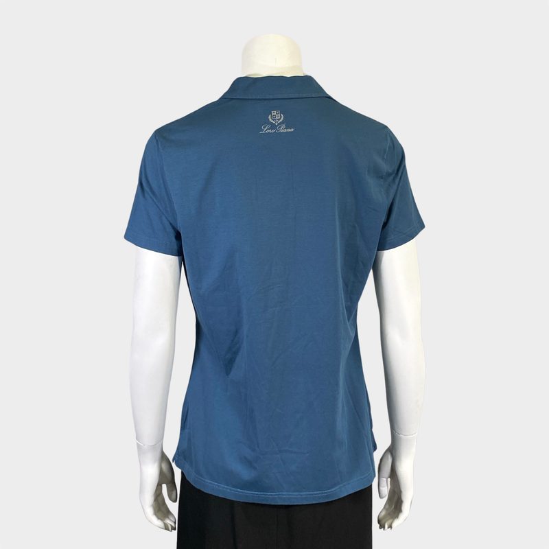 Loro Piana women's blue cotton polo top