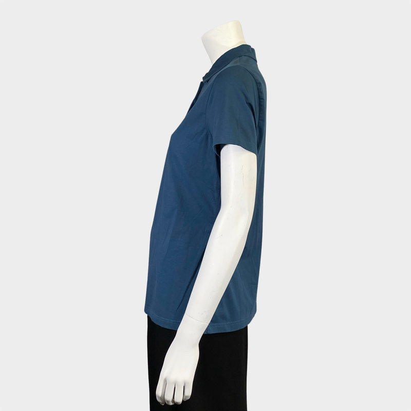 Loro Piana women's blue cotton polo top