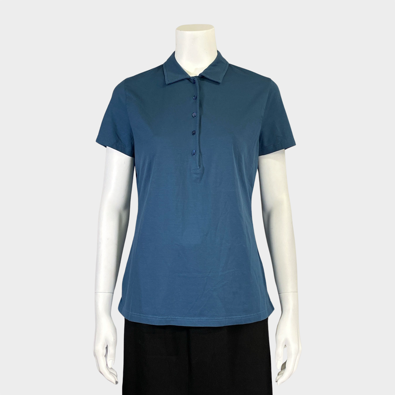 Loro Piana women's blue cotton polo top