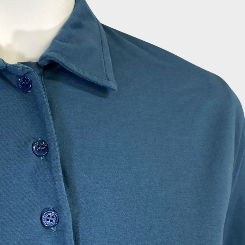 Loro Piana women's blue cotton polo top