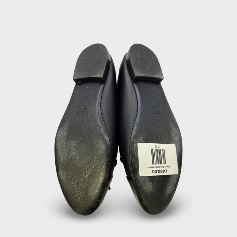 Chanel Women's Black Ballet leather Flats