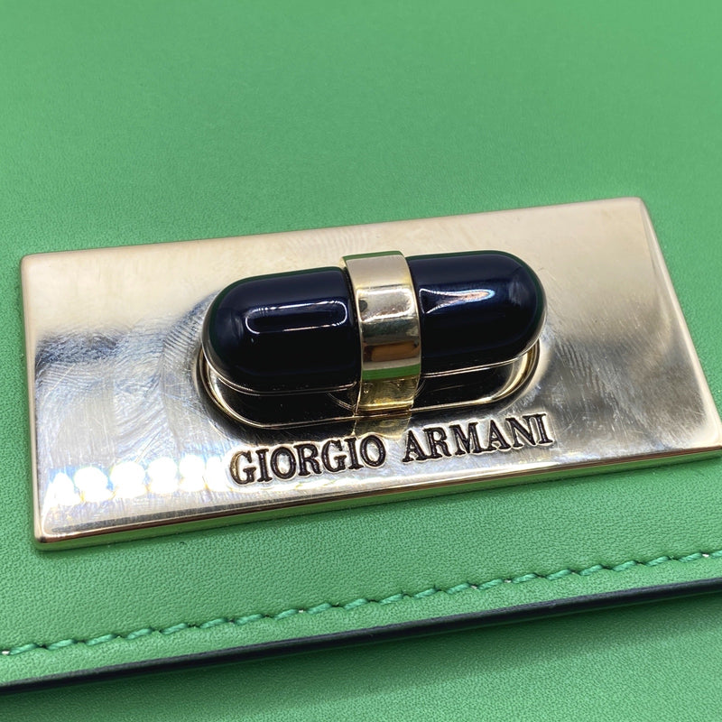 Giorgio Armani women's green leather wallet on chain handbag