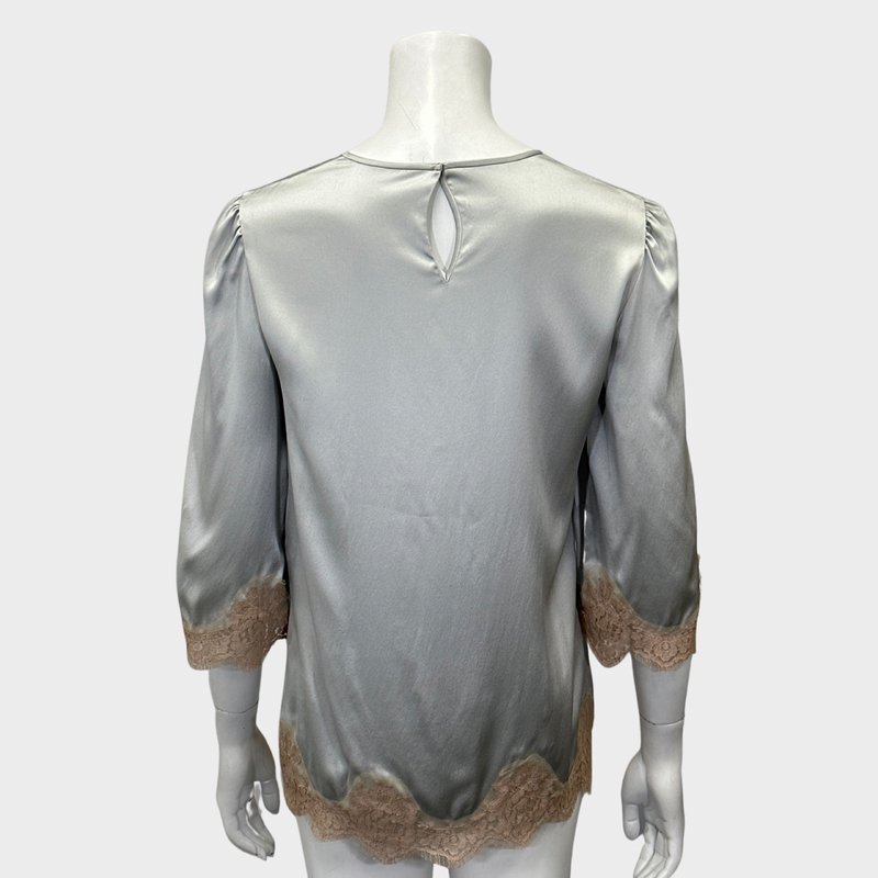 DOLCE&GABBANA women's grey and nude silk blouse