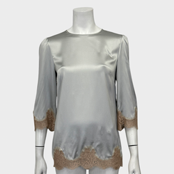 DOLCE&GABBANA women's grey and nude silk blouse