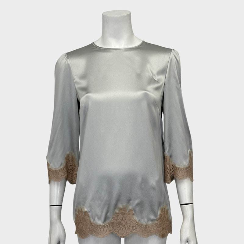 DOLCE&GABBANA women's grey and nude silk blouse