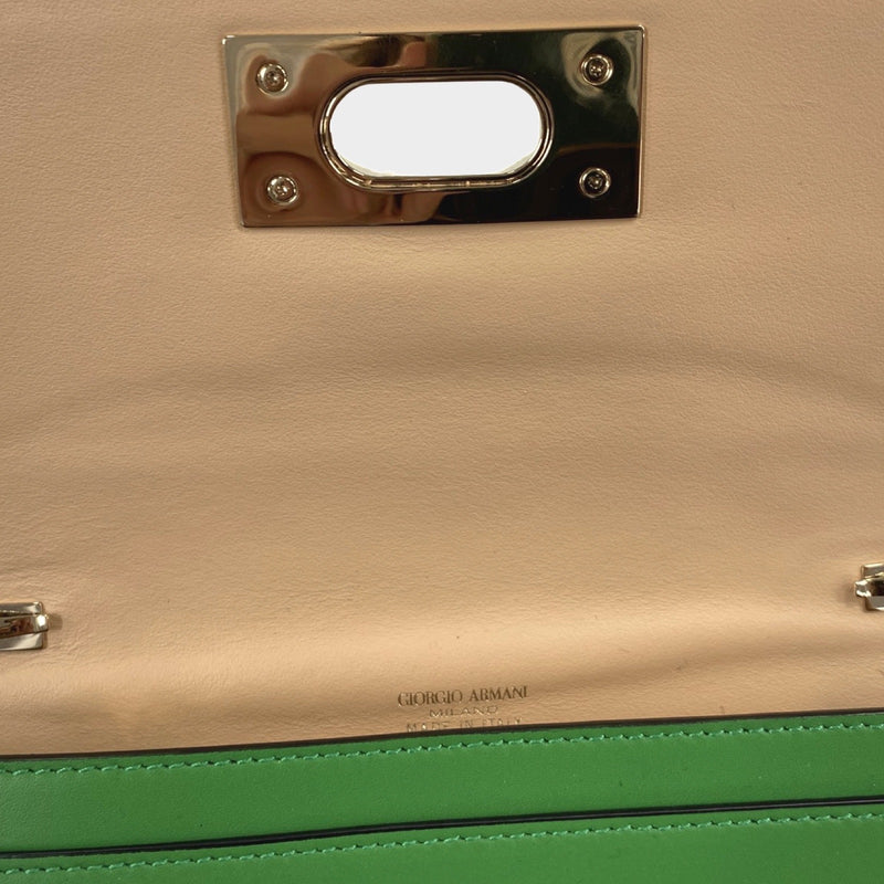 Giorgio Armani women's green leather wallet on chain handbag