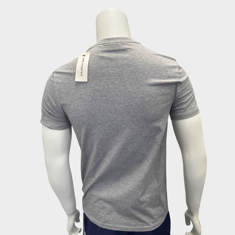 Neil Barrett men's grey cotton T-shirt with thunder-bolt print