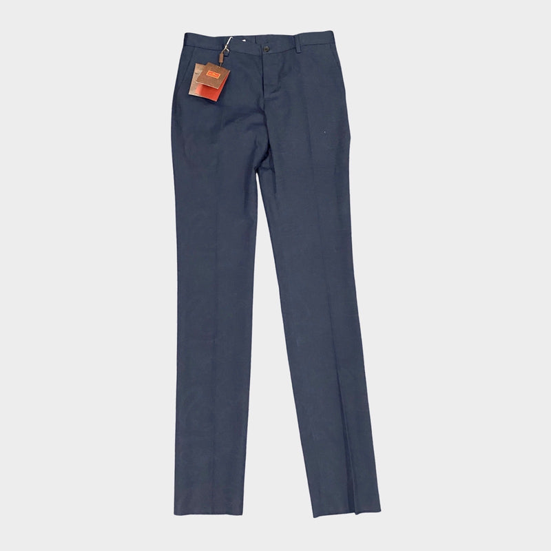 Etro men's navy cotton trousers with subtle paisley print