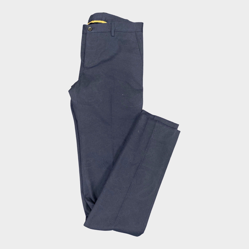 Etro men's navy cotton trousers with subtle paisley print