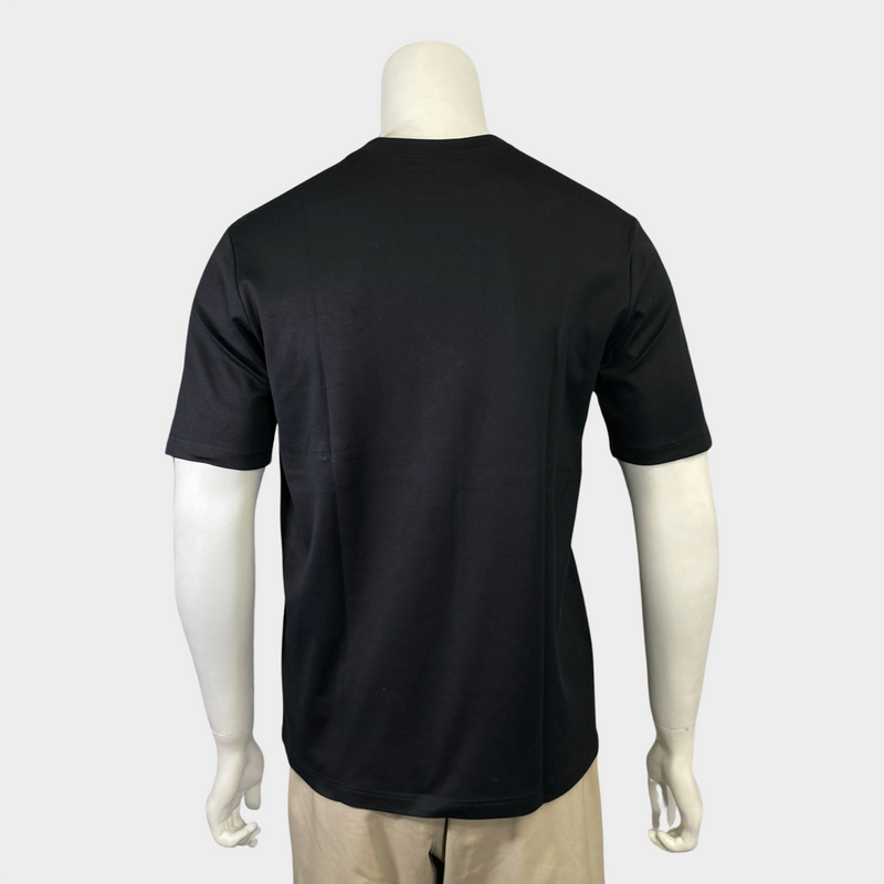Hermes men's black cotton t-shirt with logo crest