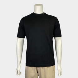 Hermes men's black cotton t-shirt with logo crest