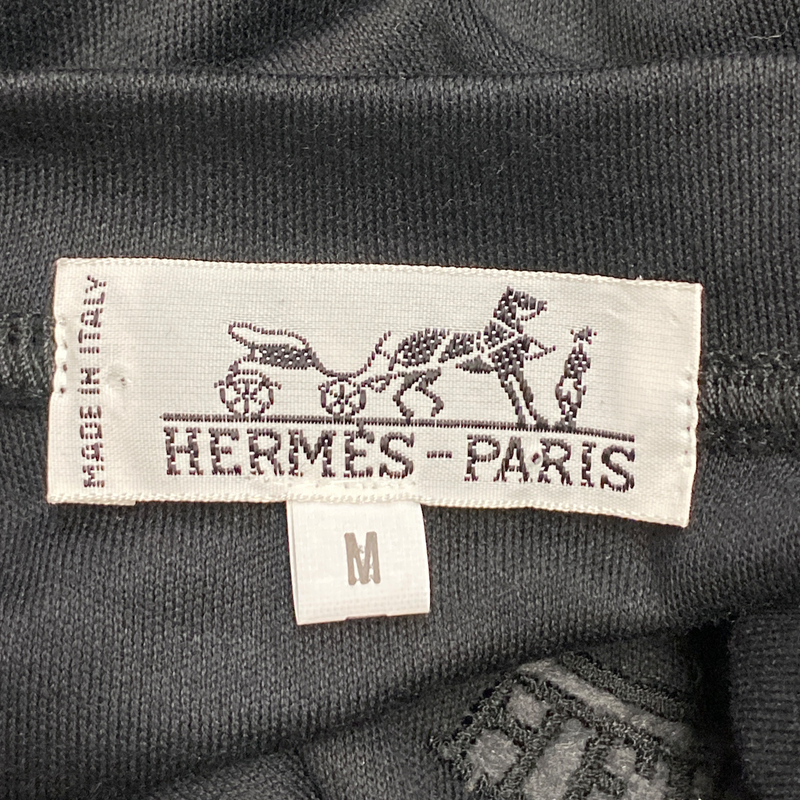 Hermes men's black cotton t-shirt with logo crest
