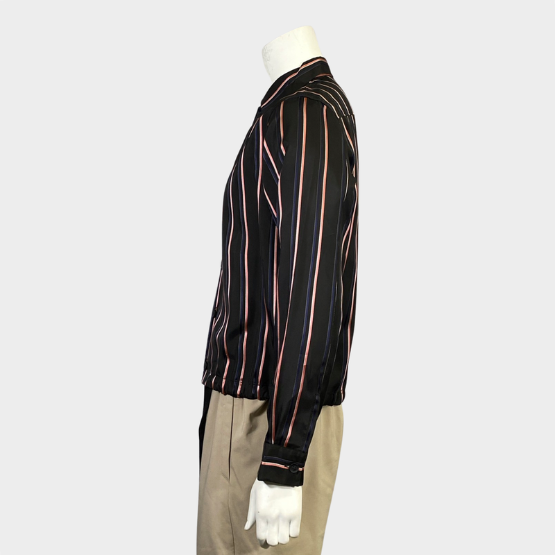Qasimi men's brown and pink striped shirt with ribbon detail