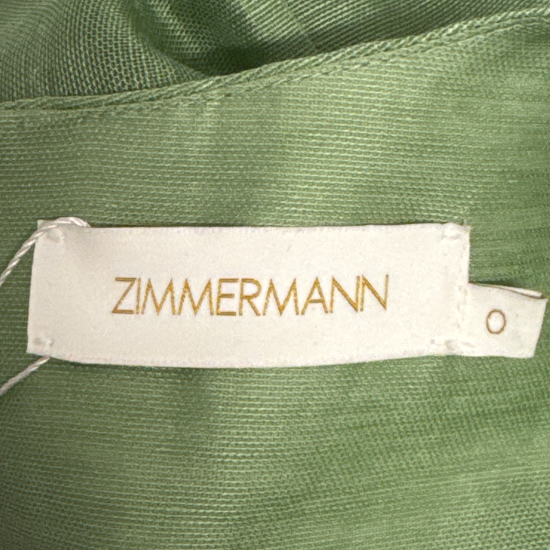 Zimmermann women's green linen and silk structured dress