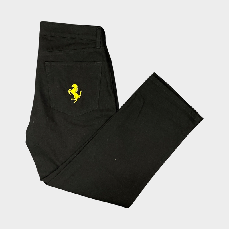 Ferrari men's black denim jeans with logo
