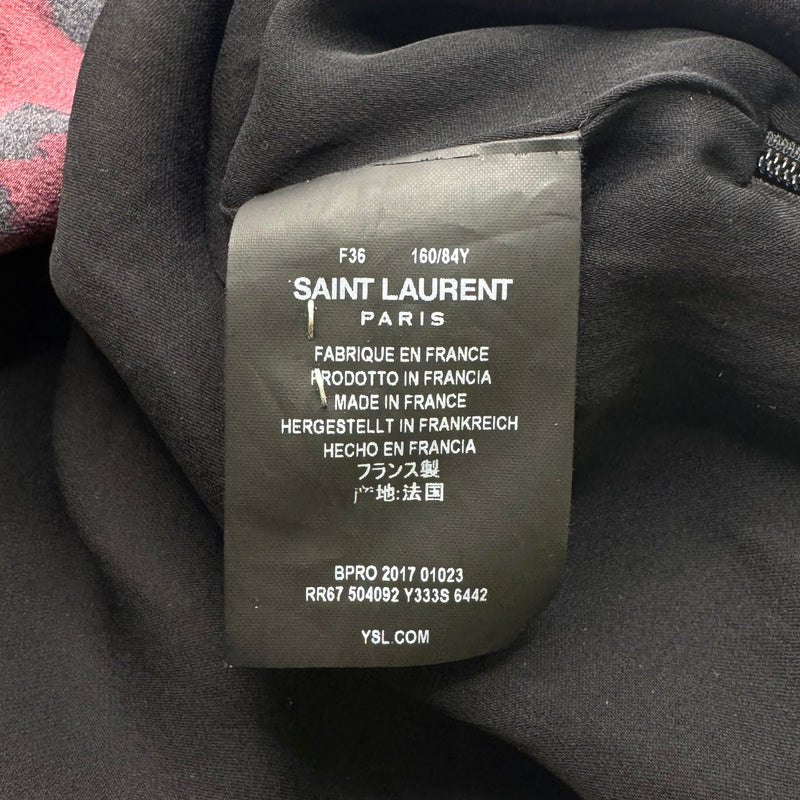 Saint Laurent Red and Black Leopard Print Mini Silk Dress