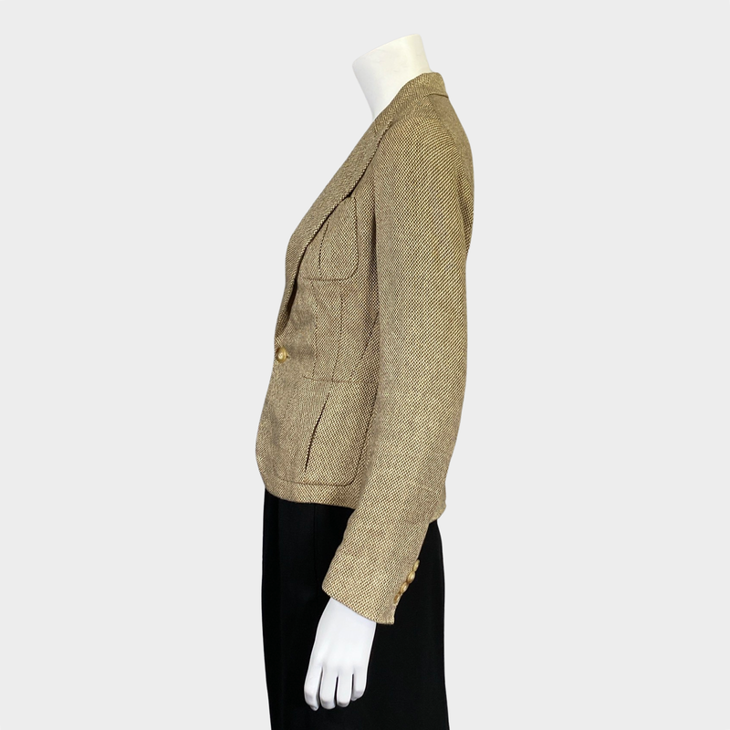 Ralph Lauren women's brown and beige checked linen jacket