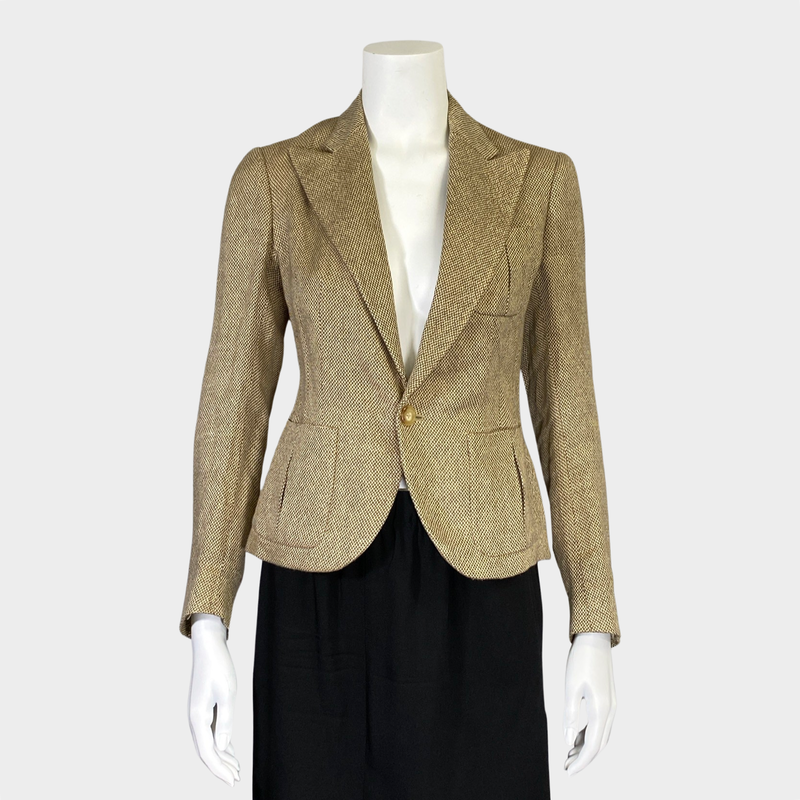 Ralph Lauren women's brown and beige checked linen jacket