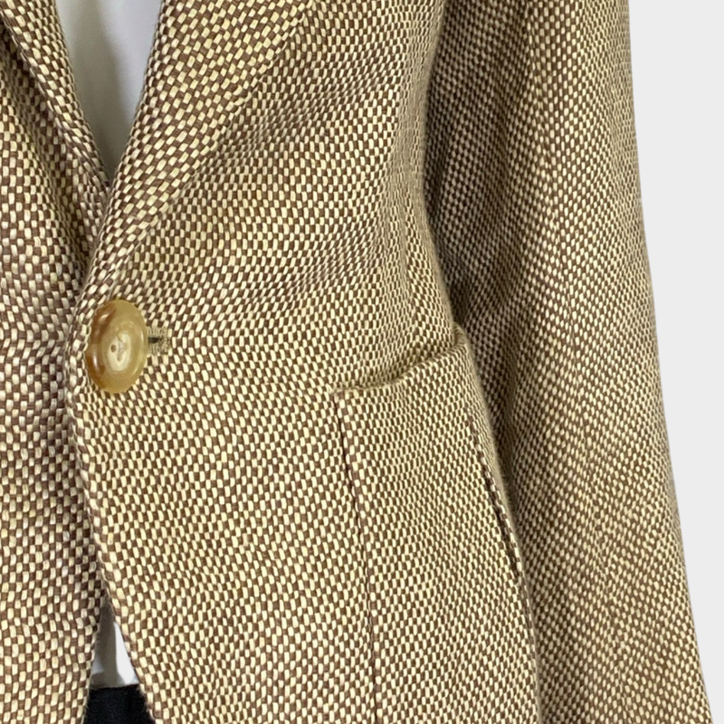 Ralph Lauren women's brown and beige checked linen jacket