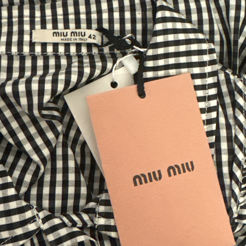Miu Miu women's Black and white gingham cotton dress