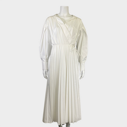 Valentino Le Blanc white cotton long-sleeved shirt dress with pleats