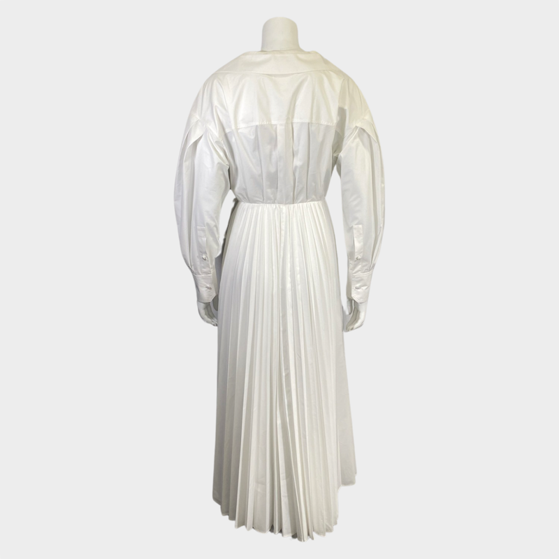 Valentino Le Blanc white cotton long-sleeved shirt dress with pleats