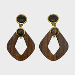 Dolce&Gabbana gold and wood detail clip-on earrings
