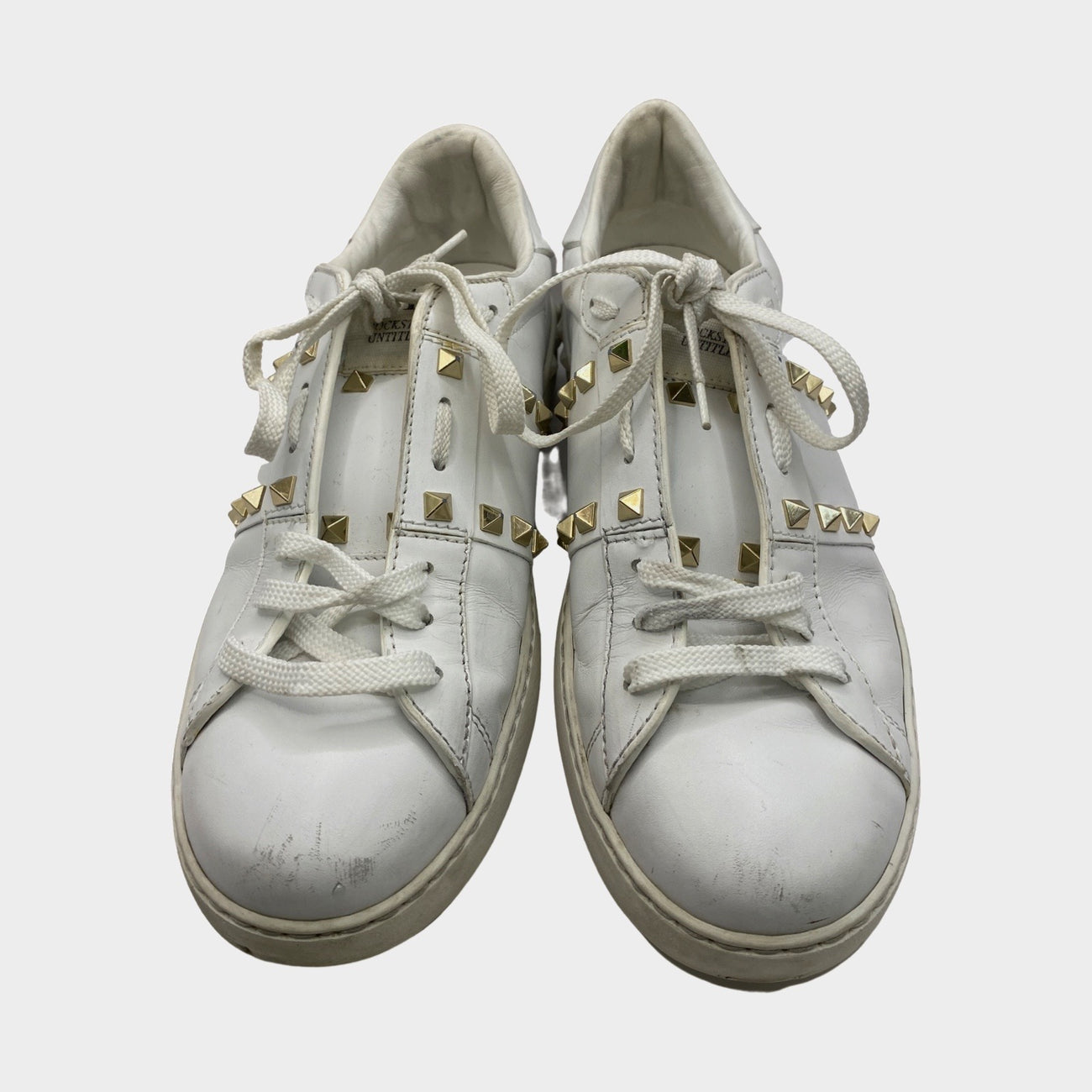 Valentino women s white leather rockstud sneakers Loop Generation