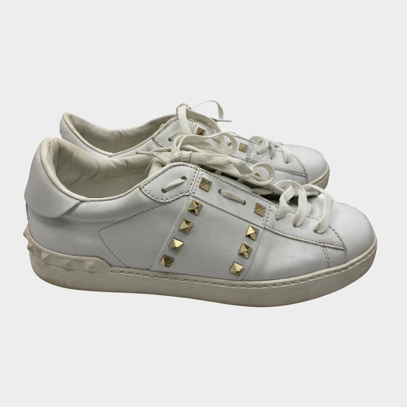 Valentino women's white leather rockstud sneakers