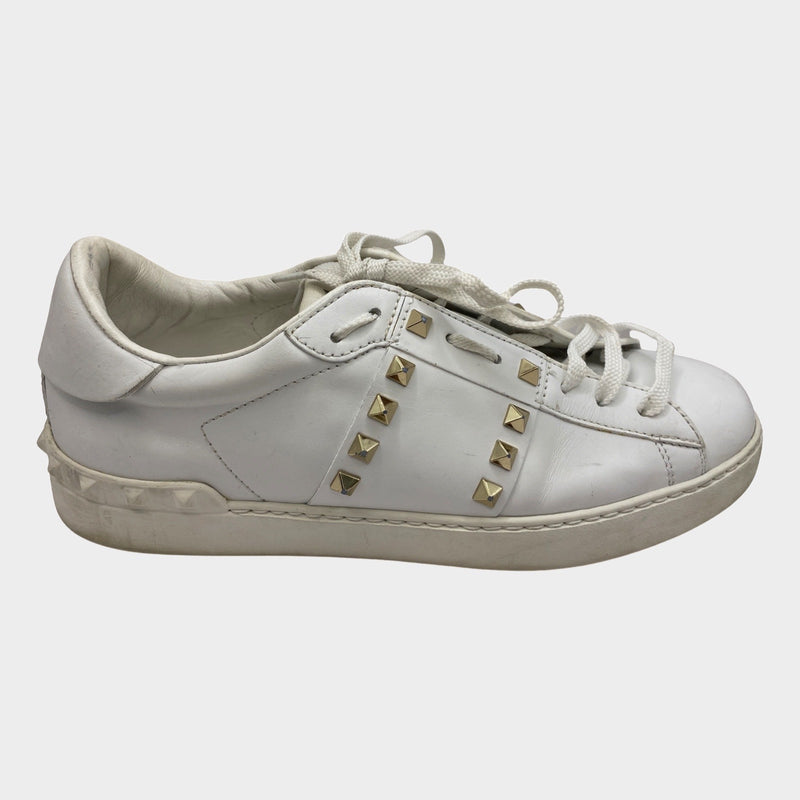 Valentino women's white leather rockstud sneakers