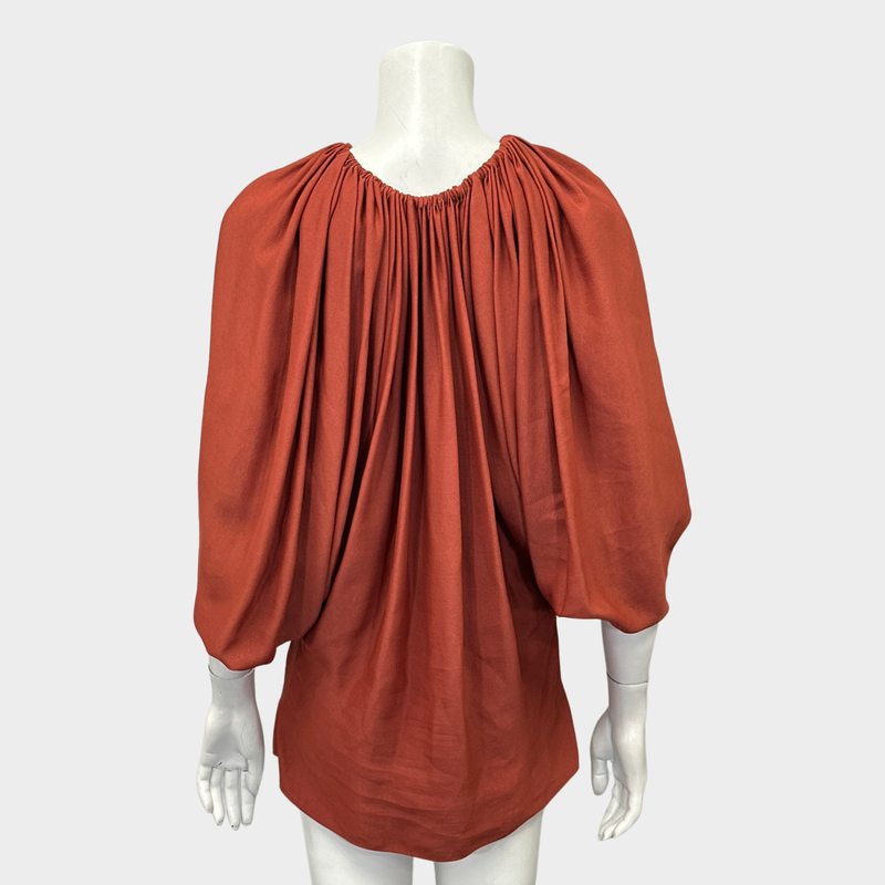 LANVIN women's terracotta viscose oversized blouse