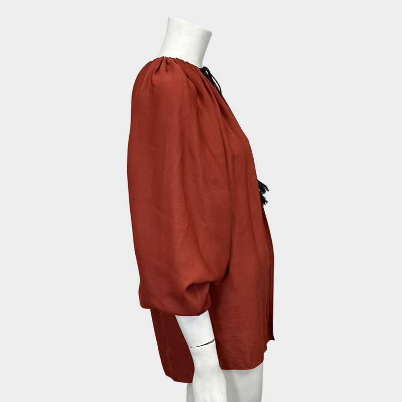 LANVIN women's terracotta viscose oversized blouse