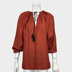 LANVIN women's terracotta viscose oversized blouse