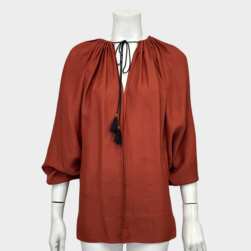 LANVIN women's terracotta viscose oversized blouse