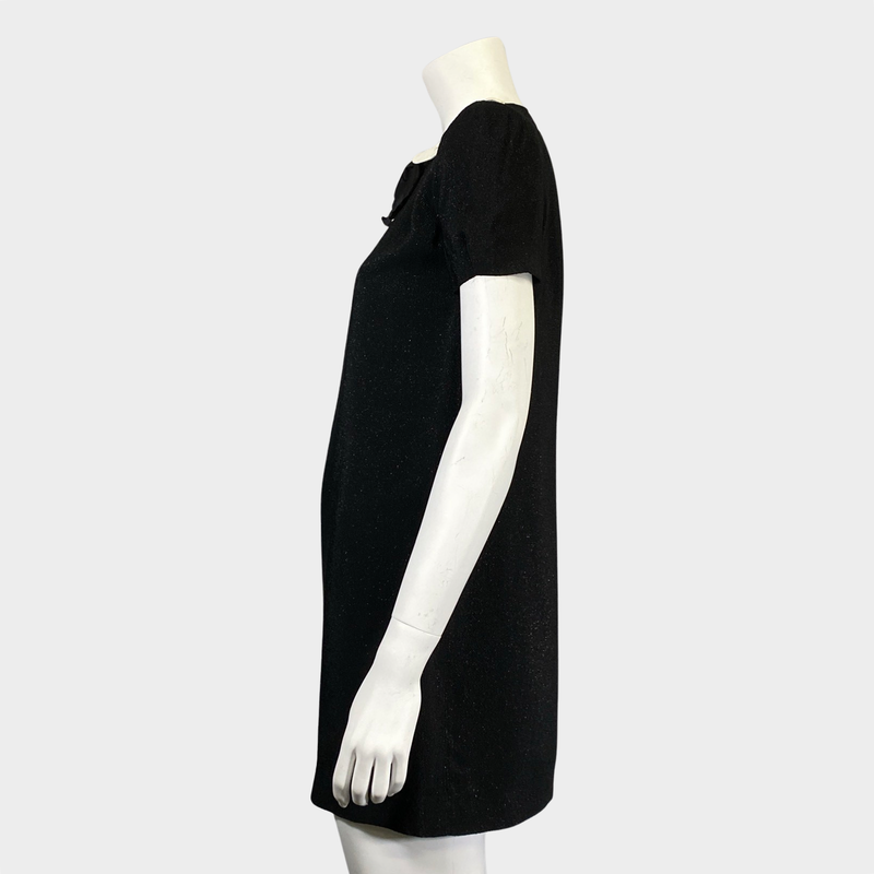 Saint Laurent metallic black and white collar and bow mini dress