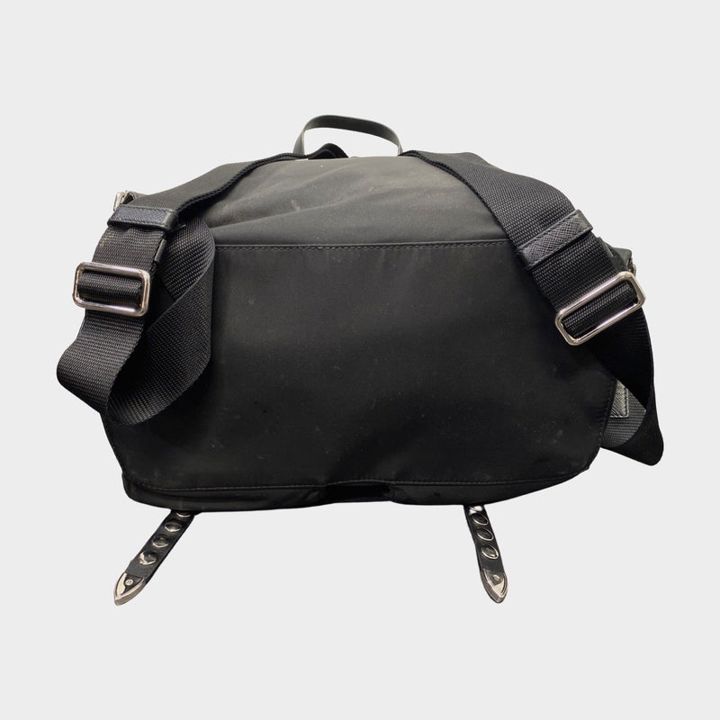 Prada women's black nylon studded backpack