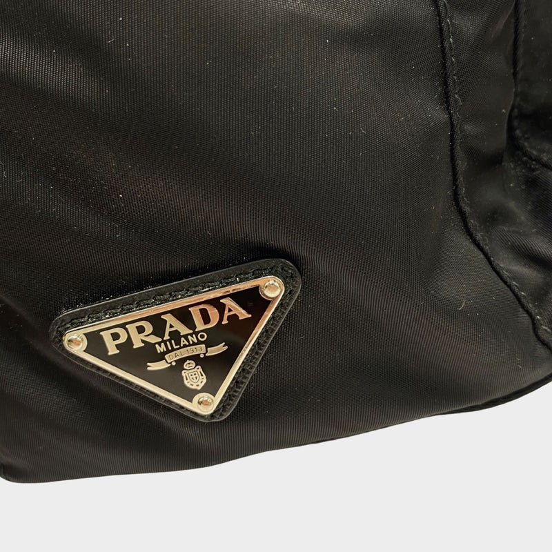 Prada women's black nylon studded backpack