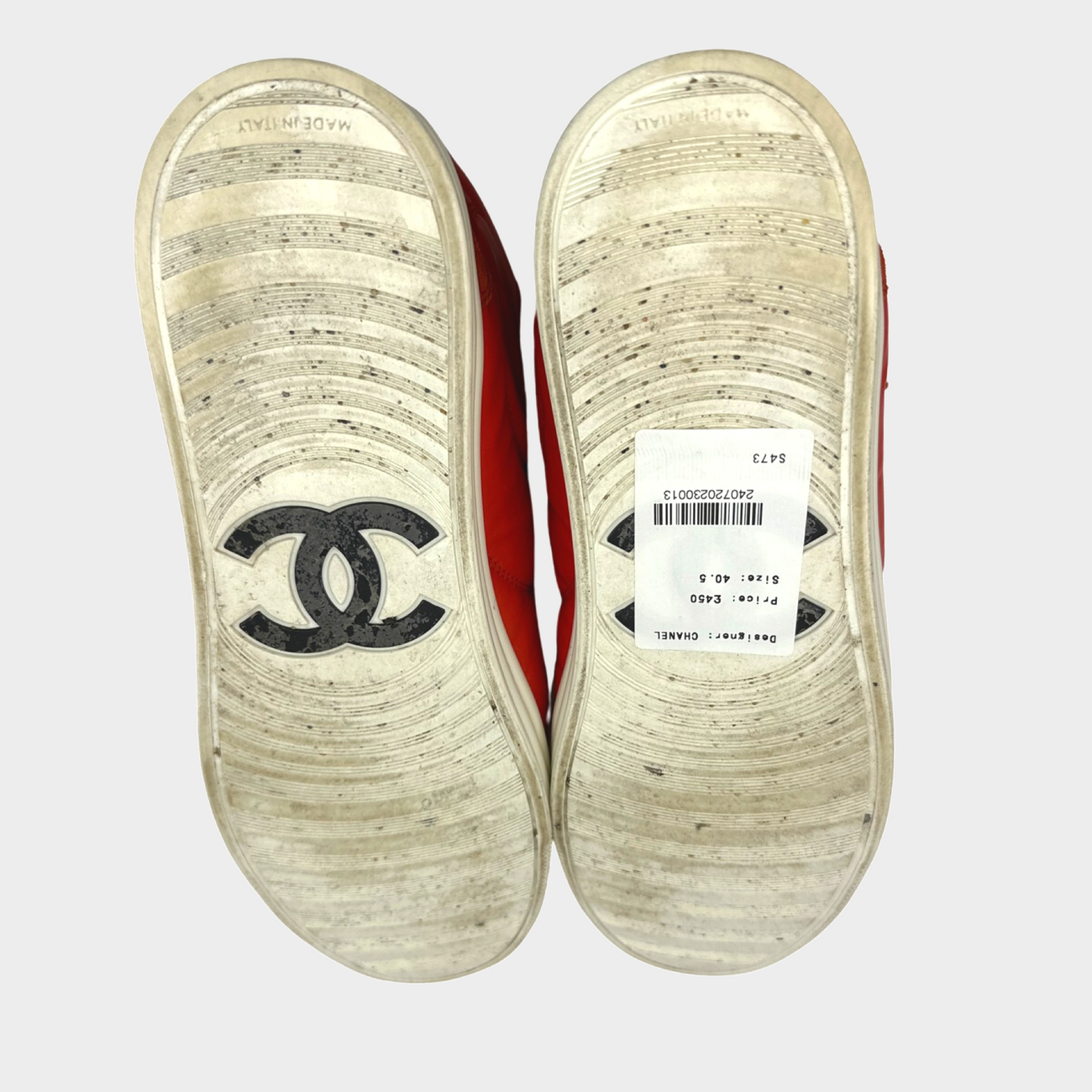Chanel Women's Red Leather CC Logo High-top Sneakers – Loop Generation
