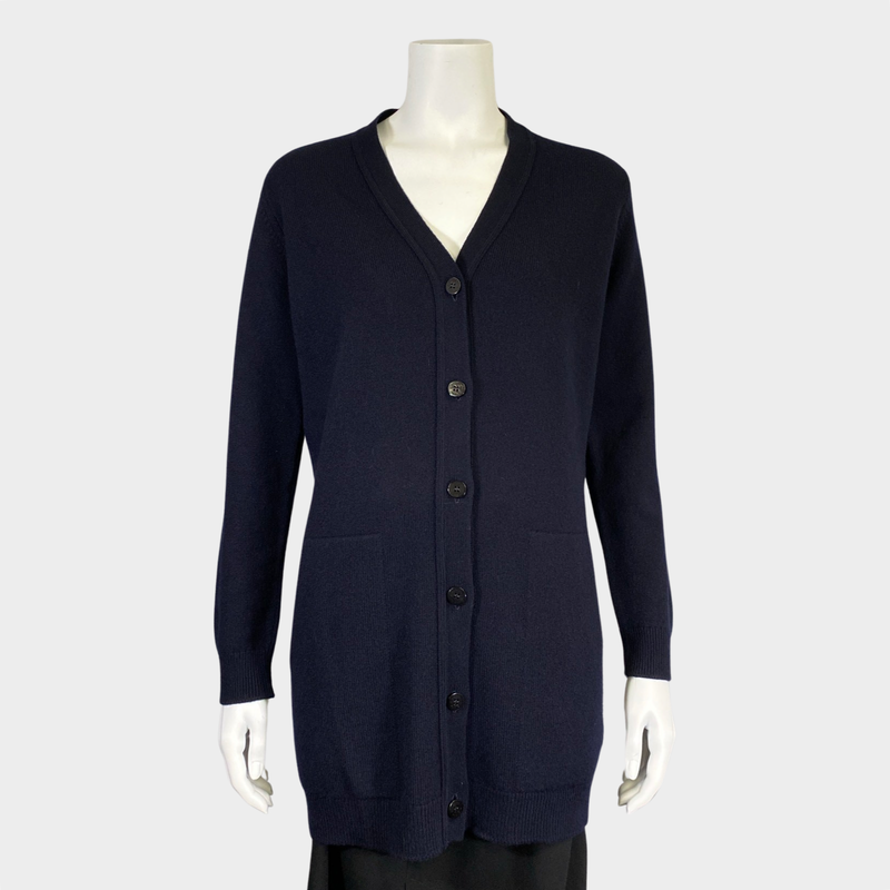 Hermes women's navy long cashmere cardigan