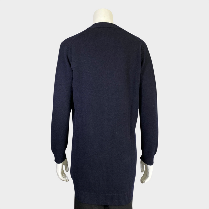 Hermes women's navy long cashmere cardigan