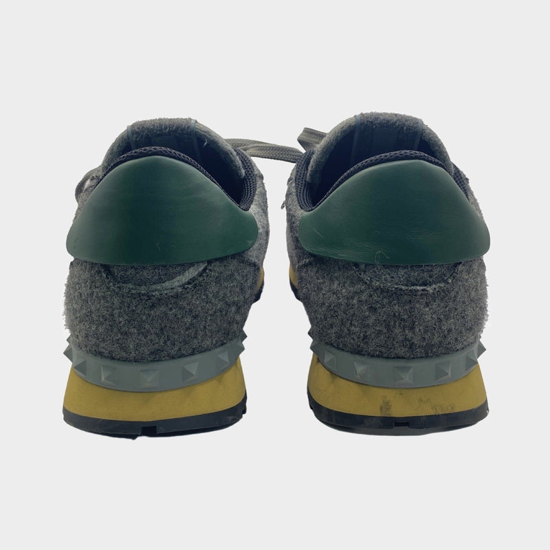 Valentino Men's Rockrunner Grey Camouflage Felt Sneakers