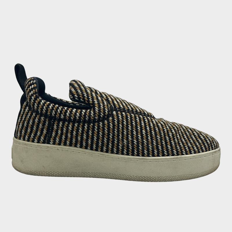 CÉLINE beige and black wool platform loafers