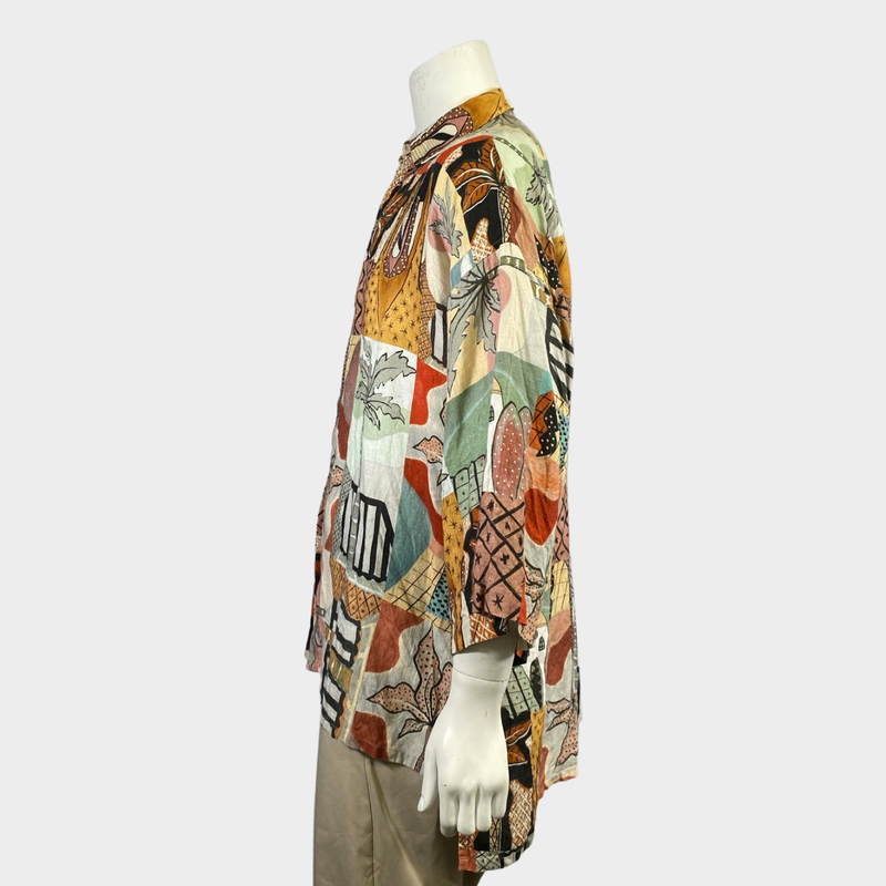 Handred Rio de Janeiro men's multicoloured patchwork linen shirt