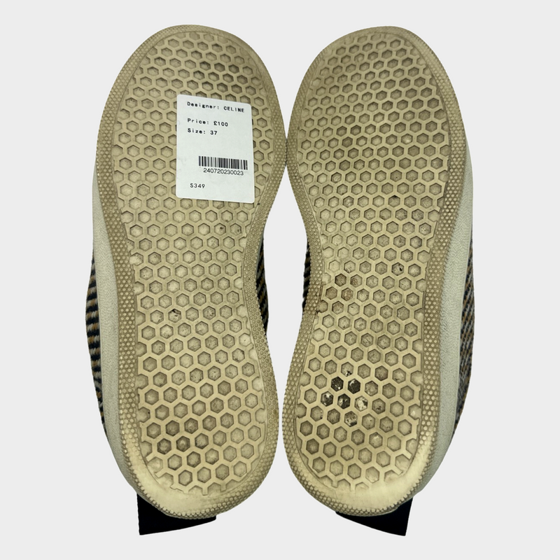 CÉLINE beige and black wool platform loafers