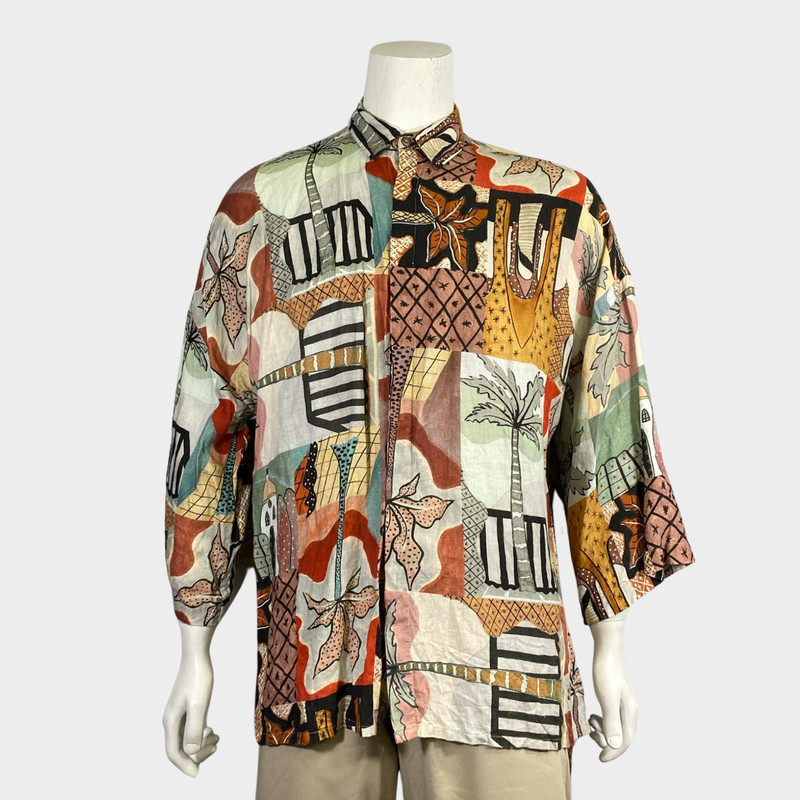 Handred Rio de Janeiro men's multicoloured patchwork linen shirt
