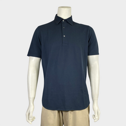 Loro Piana men's navy cotton polo top